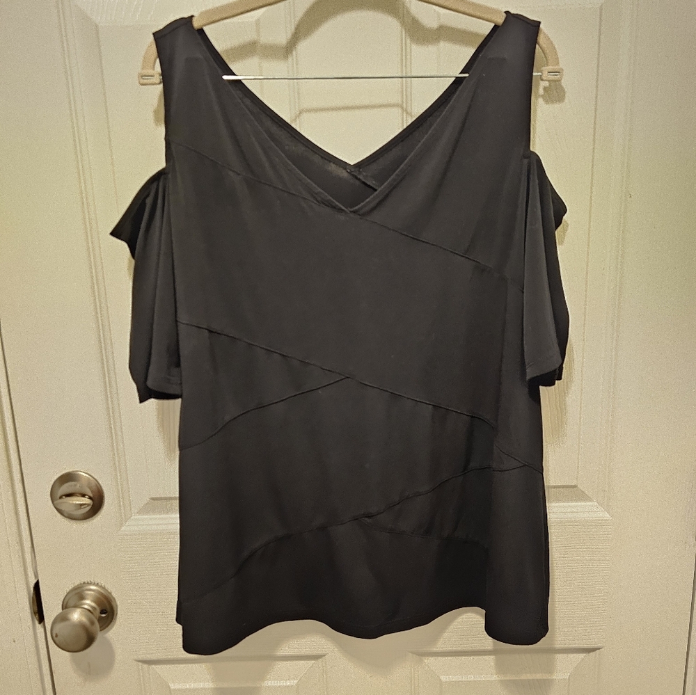 Black cold shoulder top